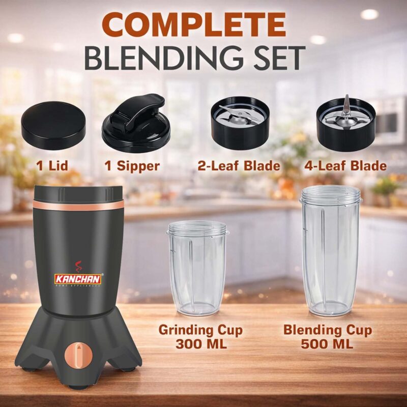 Kanchan Spark X 5000 Nutri Blender Mixer Grinder for Kitchen 500 Watt - Copper Motor Blenders for Smoothies and Juices, Spices - 2 Unbreakable Jars for Dry & Wet, ISI certified 2 Year Warranty - Image 6