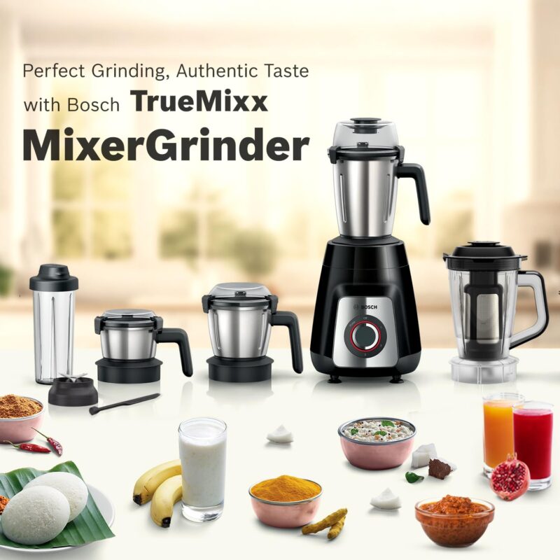 Bosch TrueMixx Pro 1100W Mixer Grinder | German Engineering for Precision Grinding | 5 Jars including Blend & Carry Jar | Hands-Free Operation with Lid Locks | 5 Year Motor Warranty 【MG8915A1KI】 - Image 2
