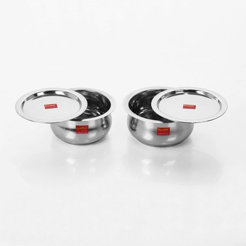Sumeet 2 Pcs Stainless Steel Belly Shape Container Set, Size 10 & 11 - Image 4