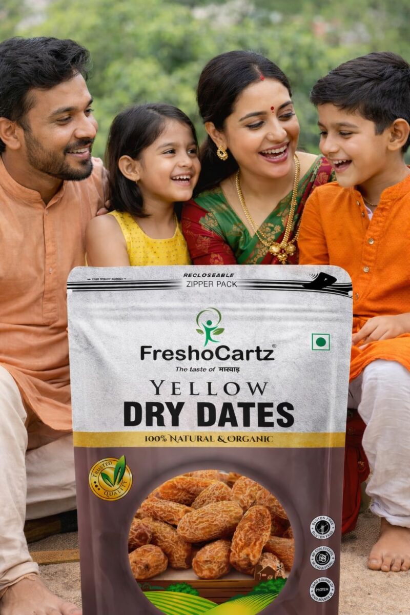 FreshoCartz Peela Sukha Khajoor 1kg | Yellow Dry Dates | Dry Fruits Dates | Authentic Indian Kharek | Natural Chuhara | Pili Kharak Pouch Pack | Ideal for Pooja, Prasad, and Traditional Recipes - Image 6