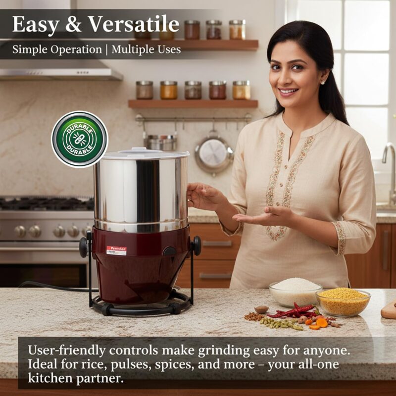 Premier Lifestyle Grinder (Pg - 502) 2 LTR 230v Maroon Colour Code-039131 – Powerful and Stylish Wet Grinder with 2-Liter Capacity, Durable Stainless Steel Drum, Energy Efficient Motor - Image 6