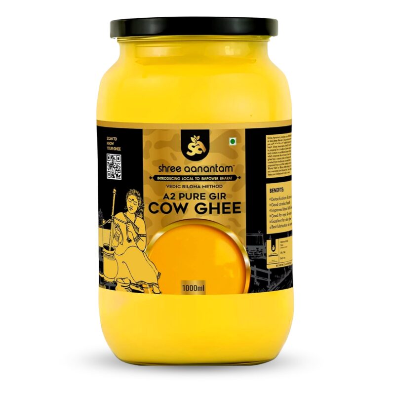 Shree Aanantam A2 Pure Gir Cow Ghee 1L - Vedic Bilona Method