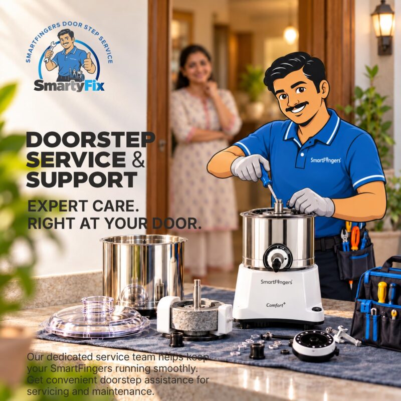 SmartFingers Comfort Plus Table Top Magic Wet Grinder 230V 50hz, 2 Liter, White, 2 Stone - Image 7