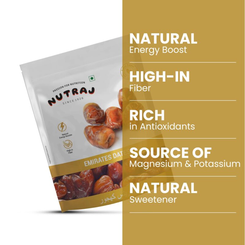 Nutraj Emirate Dates 1Kg (500g x 2 Pouch) | Khajoor | Khajur | Dry Fruits and Nuts - Image 3