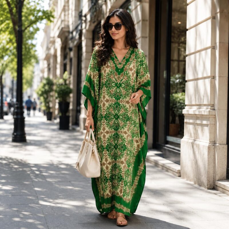 Art Of Creation Kaftan Maxi Style Casual Kaftan for Women (IN, Alpha, Free Size, Standard, Green) - Image 3