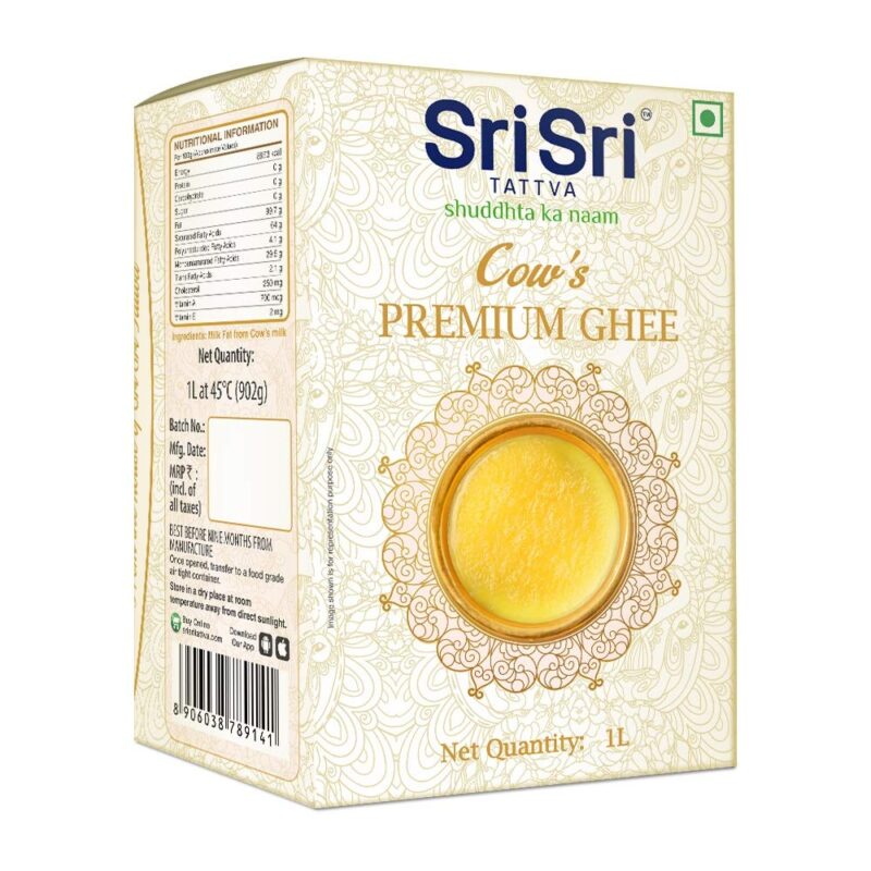 Sri Sri Tattva Premium Cow Ghee 1 litre | Rich Aroma & Authentic Taste | Premium Quality Ghee | Excellent for Digestion | Traditional Goodness | (Pack of 1)