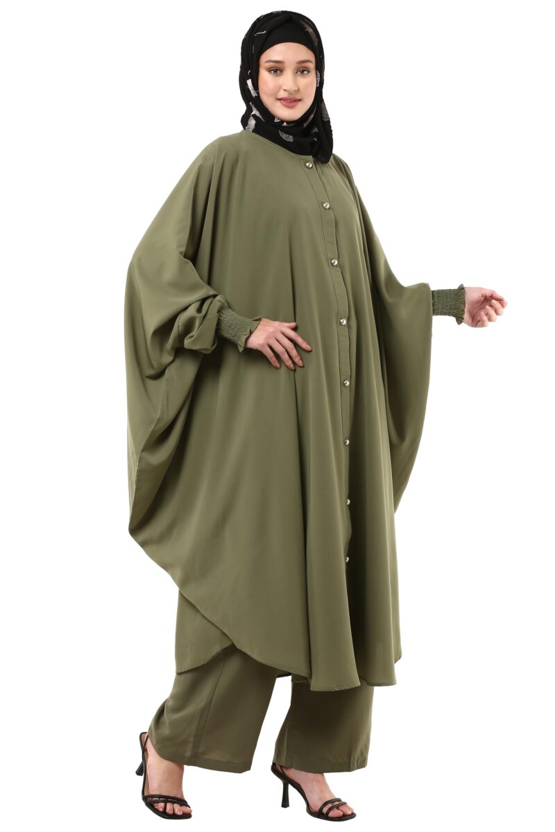 BT - Being Traditional Modest Co-Ord Set for Women - Loose Fit Front Open Free Size Kaftan Top with Trouser (Top: Free Size | Trouser: 2XL, Jade Green) - Image 8