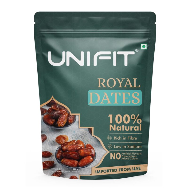 UNIFIT Royal Dates | Premium UAE Dates | 100% Natural & Nutritious | High Dietary Fiber | No Added Sugar or Preservatives | Rich in Energy & Essential Nutrients | Khajoor (500g)