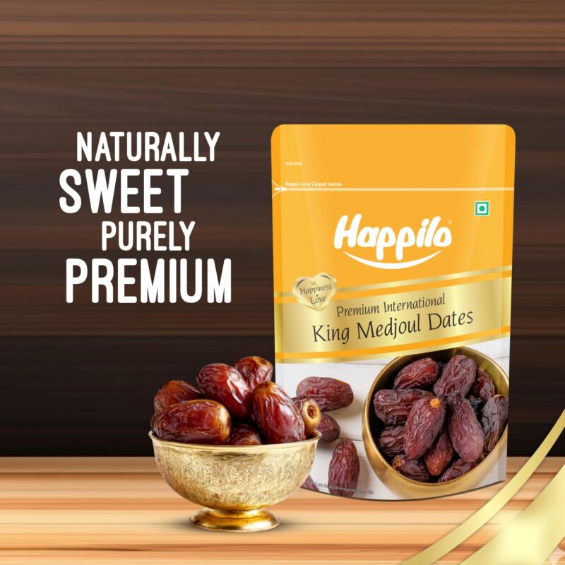Happilo Premium International King Medjoul Dates 200g | Khajur, Khajoor | Dry Fruits | Dates in Fresh | Healthy Snacks | Dry Dates | Soft Chewy Texture | Sweet Caramel Taste - Image 5
