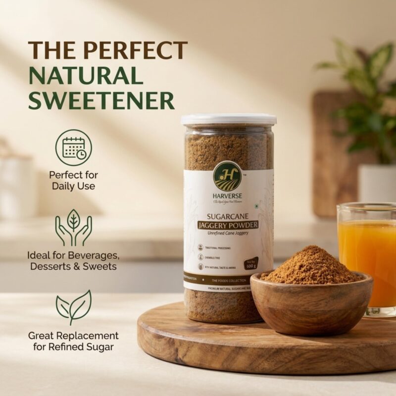Jaggery Powder 600g – Traditional Sugarcane Gur, Fine Powdered Sweetener for Tea, Coffee, Sweets & Cooking, Natural Sugar Alternative to White Sugar - Image 3