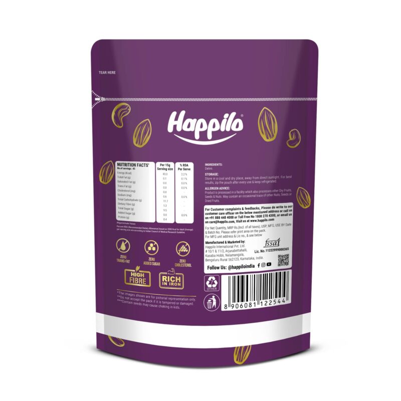Happilo Premium International Omani Dates 680g | Healthy snacks, Dry fruits, Khajoor, Khajur, Nutritious| Rich in Vitamins & Minerals | Natural Sweetener - Image 2
