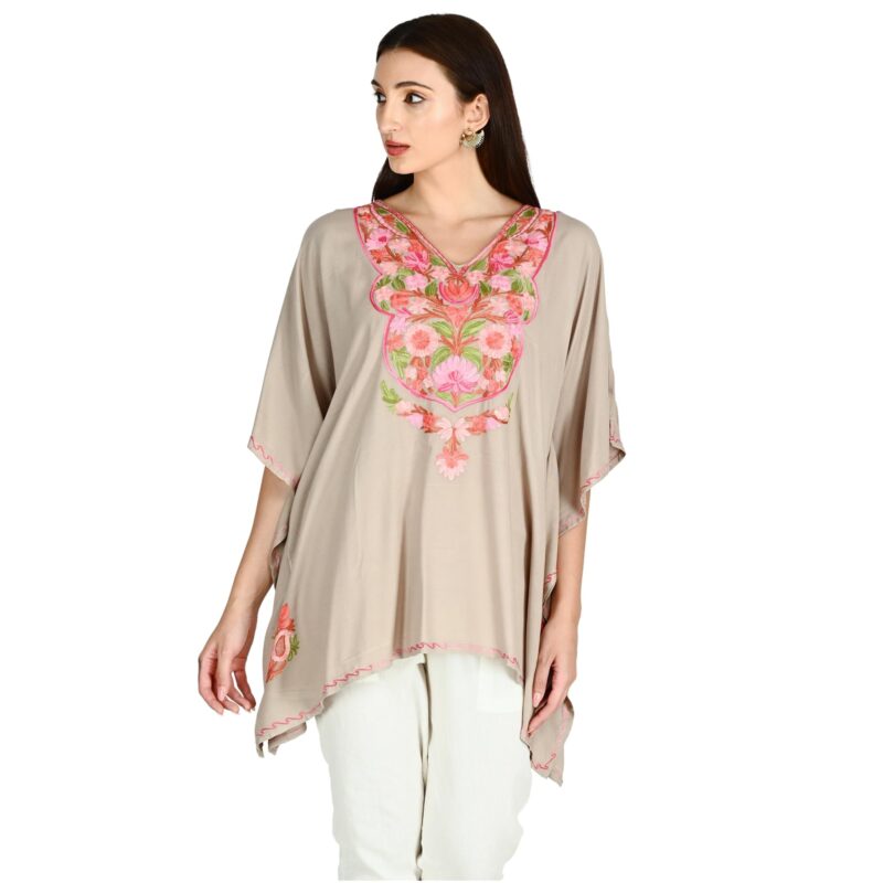 TVAREETAZ Women Kashmiri Short Kaftan, Lightweight Fabric, Relaxed Fit, Free Size, Comfortable Design (TAZ105) Multicolour