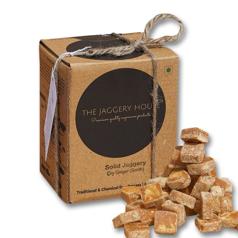 The Jaggery House | Solid jaggery- Dry Ginger | 100% Natural | No Essence | No Preservatives | Handmade | Chemical Free | Jaggery Block | Jaggery Cubes | 450 g
