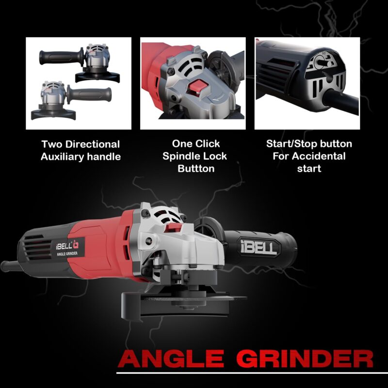 IBELL Angle Grinder AG10-68 | 680W Heavy Duty | Copper Armature | 100mm/4" Disc Dia | 11000 RPM | With Grinding Wheel & Guard | Perfect for Grinding, Cutting & Polishing-6 Months Warranty - Image 5