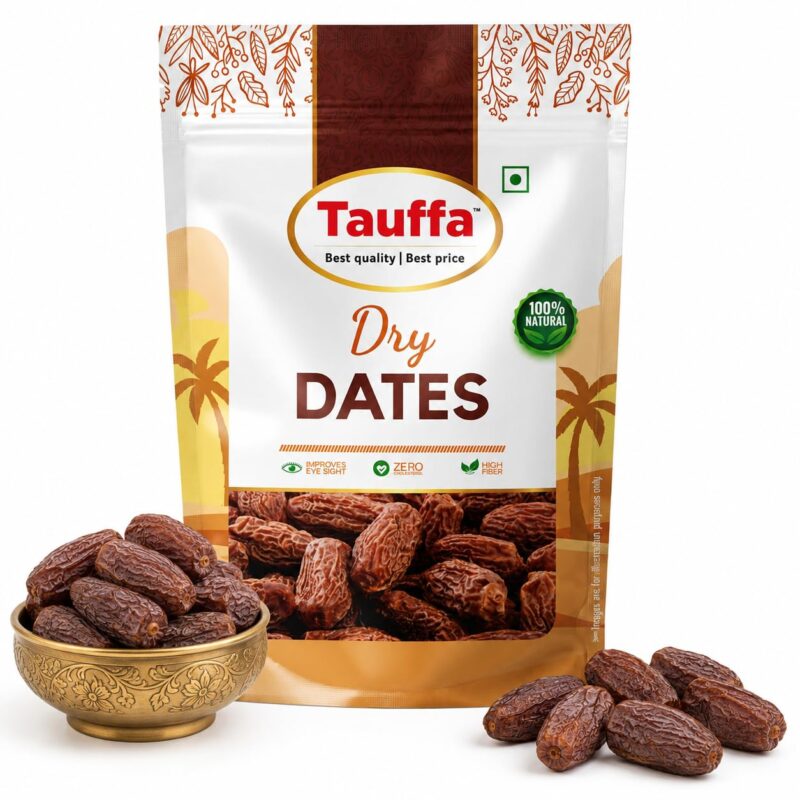 Tauffa Premium Dry Dates 500g – Naturally Sweet & Energy-Rich, High in Fiber, Iron & Antioxidants, Healthy Snack for Digestion & Immunity, No Added Sugar, Ideal for Snacking & Baking