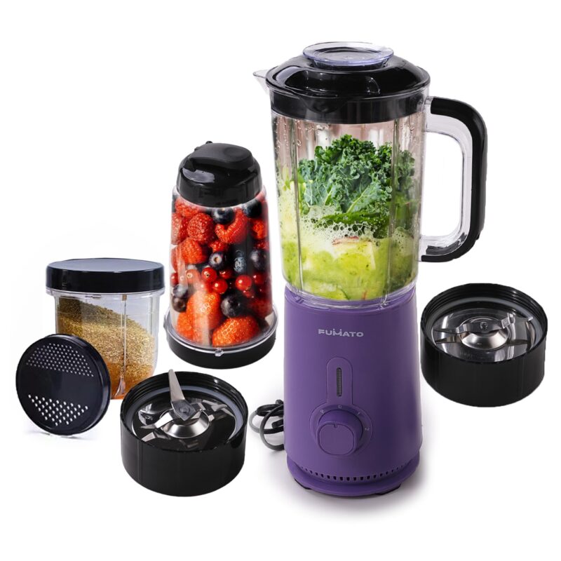 The Better Home Fumato Nutri Blender & Mixer Grinder | 3 Unbreakable BPA Free Jars, Smoothie, Masala, Chutney | 2 Stainless Steel Blades | 3-Speed 100% Copper Motor | 1 Yr Warranty (Purple)