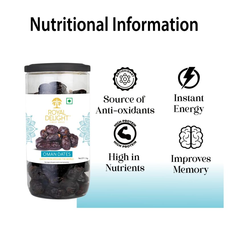 Royal Delight Premium Omani Dates (1kg) | Fresh Fard Khajoor | Sweet Dried Fruits | Energy Snack Pack | Rich in Fiber (Whole Fruit) - Image 6