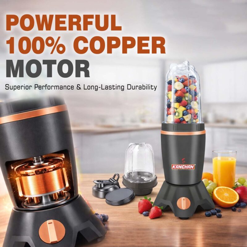 Kanchan Spark X 5000 Nutri Blender Mixer Grinder for Kitchen 500 Watt - Copper Motor Blenders for Smoothies and Juices, Spices - 2 Unbreakable Jars for Dry & Wet, ISI certified 2 Year Warranty - Image 3