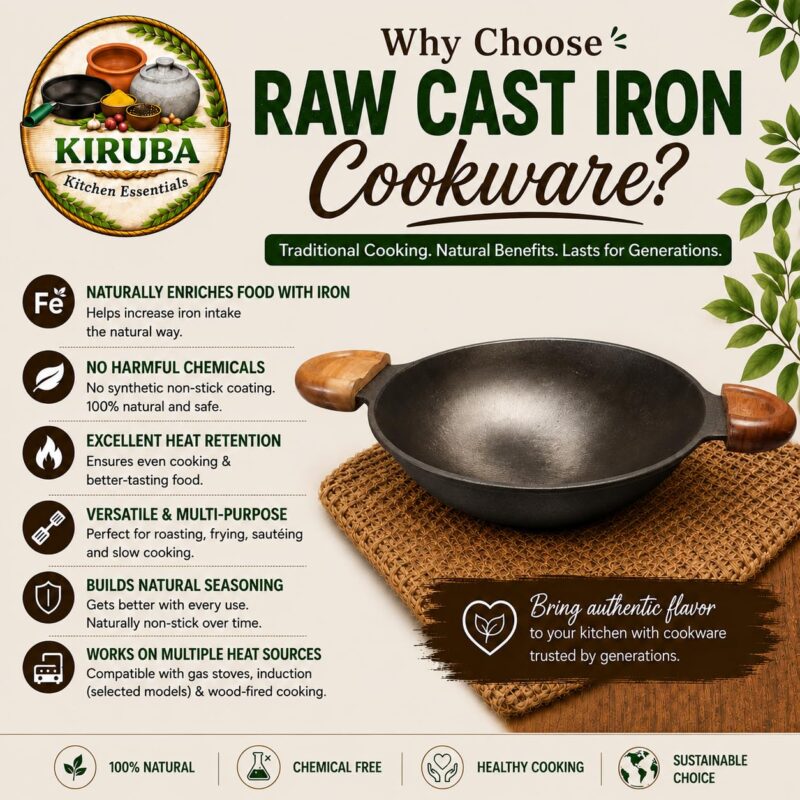 SKS 9 Inch(23 cm) Special Cast Iron Appachatty with Wooden Handle - Image 5
