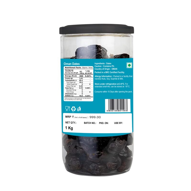 Royal Delight Premium Omani Dates (1kg) | Fresh Fard Khajoor | Sweet Dried Fruits | Energy Snack Pack | Rich in Fiber (Whole Fruit) - Image 4