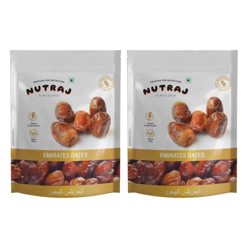 Nutraj Emirate Dates 1Kg (500g x 2 Pouch) | Khajoor | Khajur | Dry Fruits and Nuts