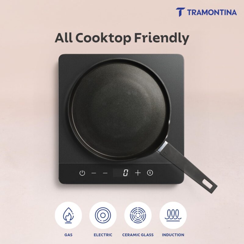 TRAMONTINA Aura Dosa Tawa 30cm | Reinforced Ceramic Non-Stick Cookware | Quick & Even Heating | Low-Oil Cooking | Bakelite Handle | Induction & Gas Compatible |Sea Green - Image 6
