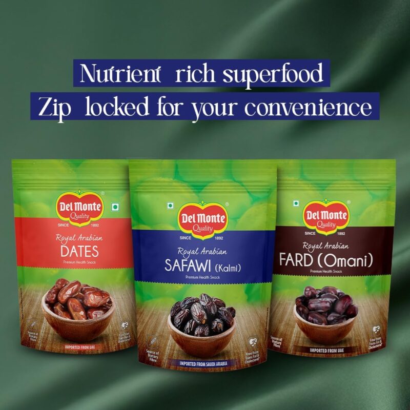Del Monte Royal Arabian Safawi (Kalmi) Dates 200 G |Rich In Dietary Fibre| Imported From Saudi Arabia | Dried Fruit | Healthy Snack - Image 7