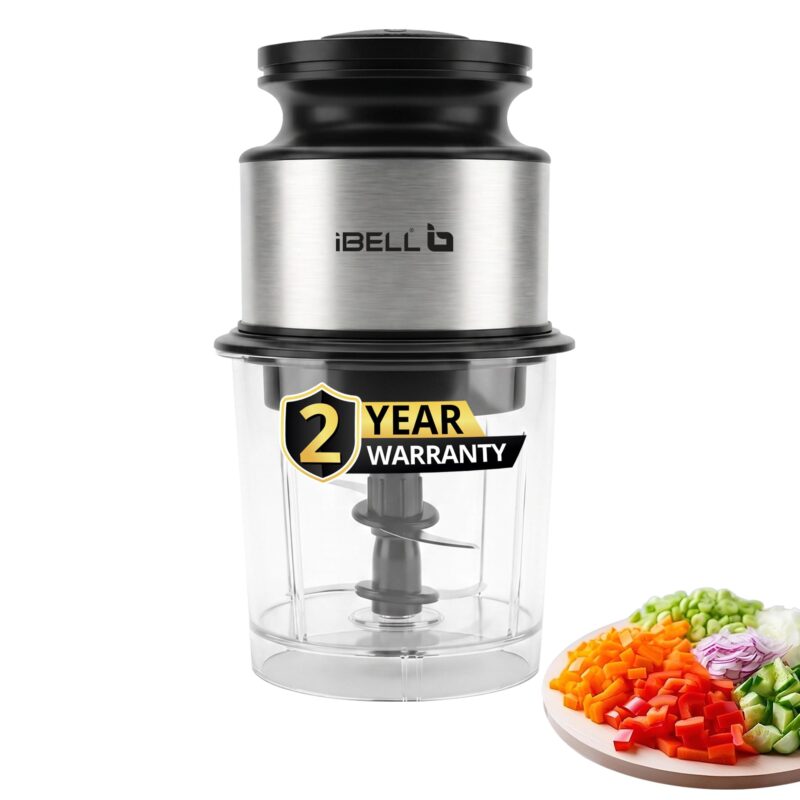 IBELL Electric Chopper for kitchen,400W Powerful Motor, 4 Stainless Steel Blades,Food Grade Transparent Bowl, Compact Mini Food Processor for Chopping Vegetables, Fruits, Nuts & Herbs (Black)