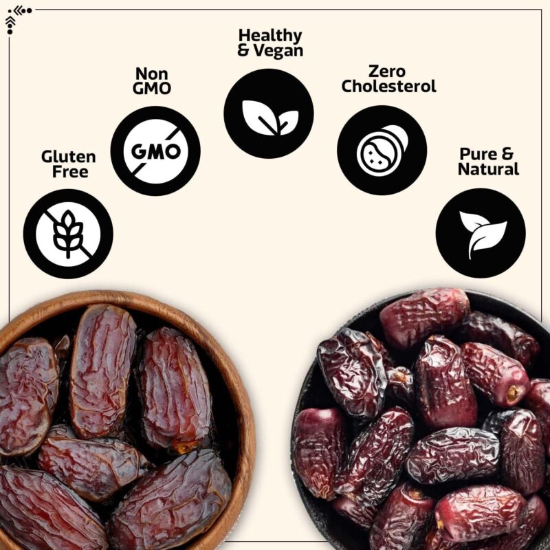 Wonderland Foods 400g (200g X 2) Kalmi (Safawi) And Medjool Dates Pouch | Dry Fruits Healthy & Nutritious Soft Khajoor | Khajur Rich In Iron, Fibre & Vitamins - Image 7