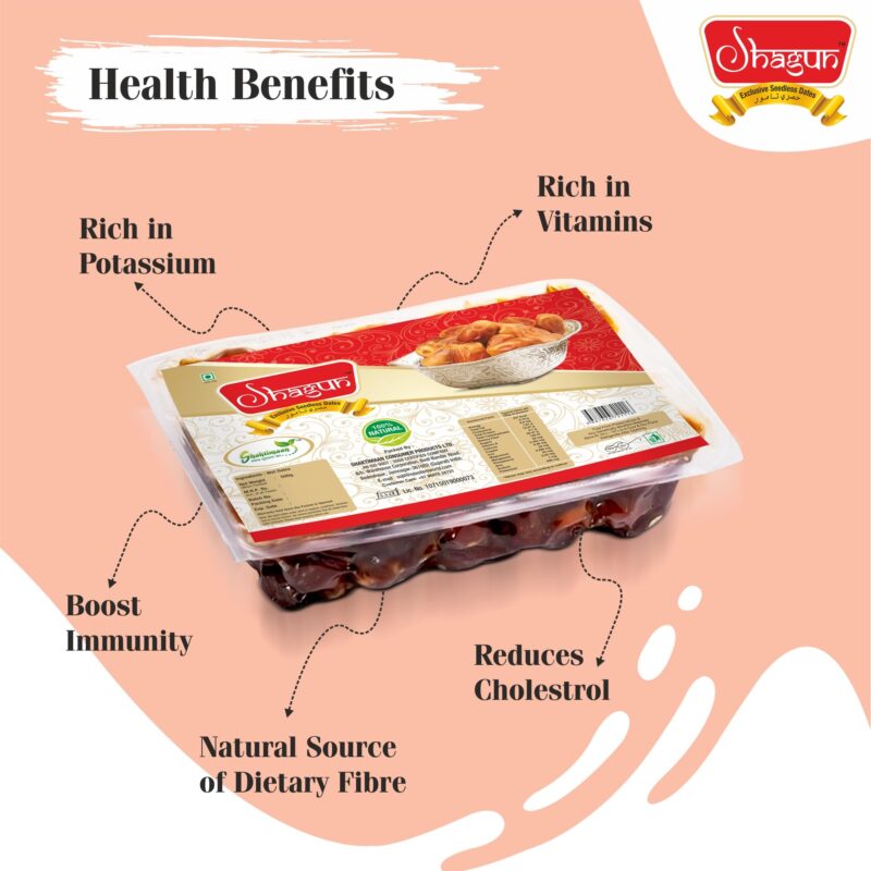 Shagun Seedless Wet Dates, 100% Natural, Arabian Dates, Khajur, Seedless, Free From Preservatives, No GMO, Boosts Immunity, 500g - Image 2