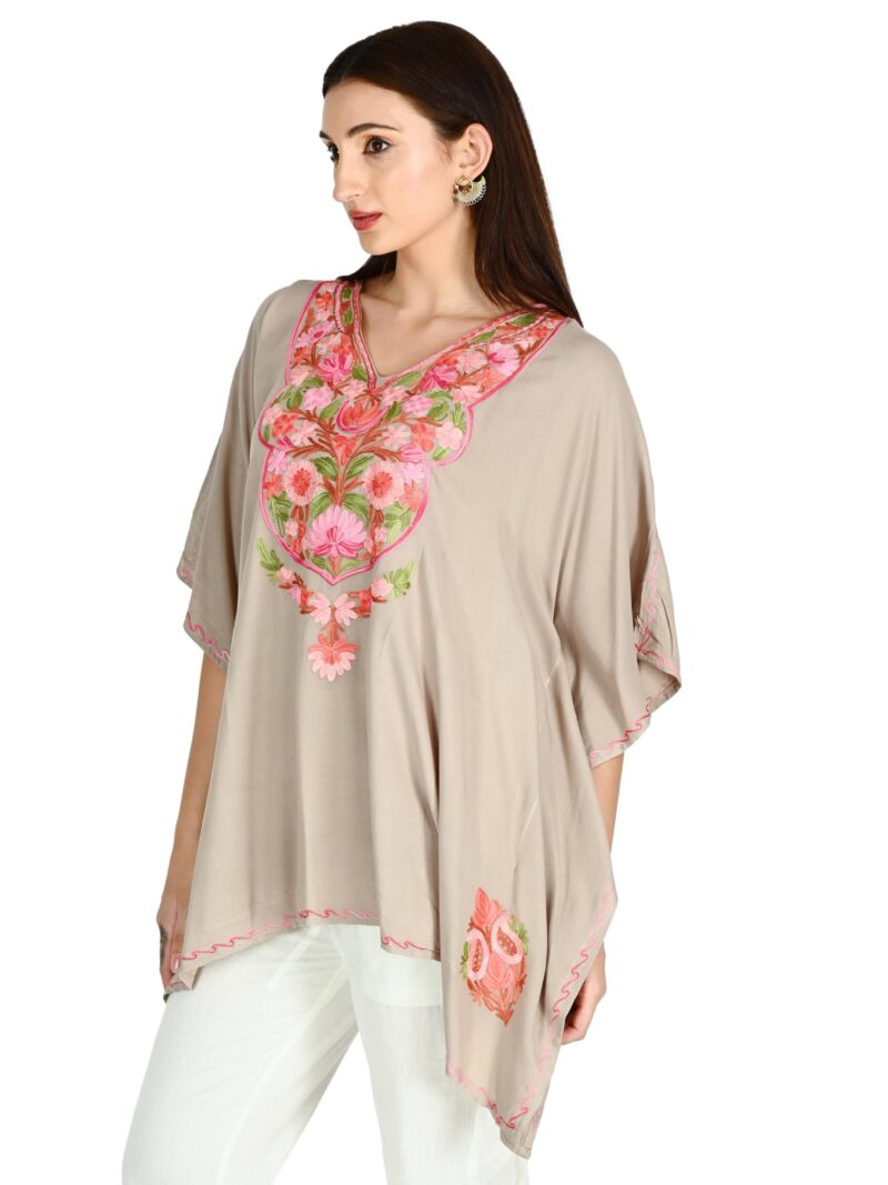 TVAREETAZ Women Kashmiri Short Kaftan, Lightweight Fabric, Relaxed Fit, Free Size, Comfortable Design (TAZ105) Multicolour - Image 2
