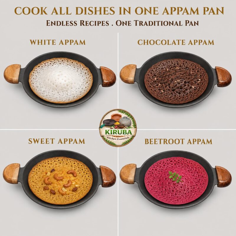 SKS 9 Inch(23 cm) Special Cast Iron Appachatty with Wooden Handle - Image 4