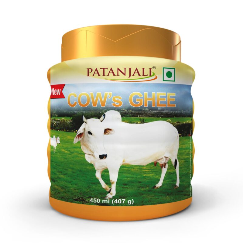 Patanjali Cow Ghee Jar 450ml - Pure Danedar Rich Aroma Gau Ghrita Cow Milk Ghee | Suitable for Cooking Sweets & Daily Use | No Additives