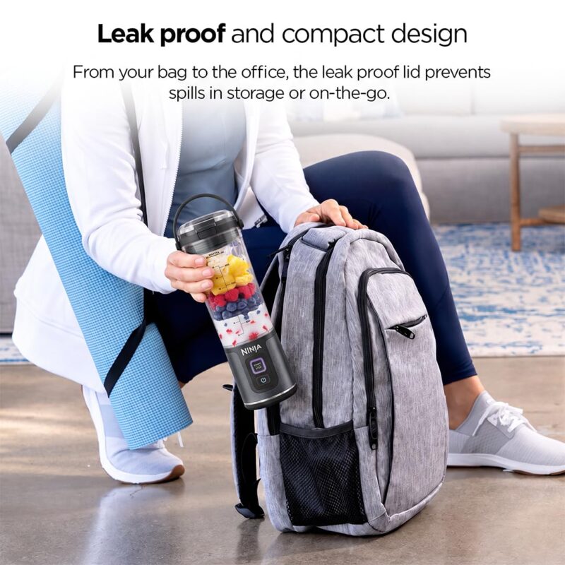 Ninja Blast Portable Cordless Blender (BC151INBK) – 530ml | USB-C Rechargeable | Crushes Ice & Frozen Fruit | BPA Free, Leak-Proof Travel Lid - Image 9