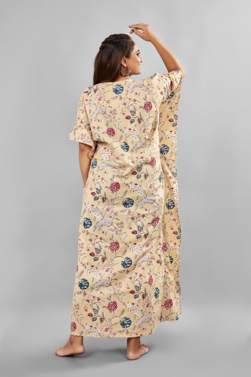 Jaipur Export Quality Hand Block Guarantee Colour 100% Pure Cotton Kaftan Ladies Caftan Kurti Tops Free Size Bohemian Women Night Combo Casual Maxi Plus Size Women's Long Dress (multi7, Cotton) - Image 2