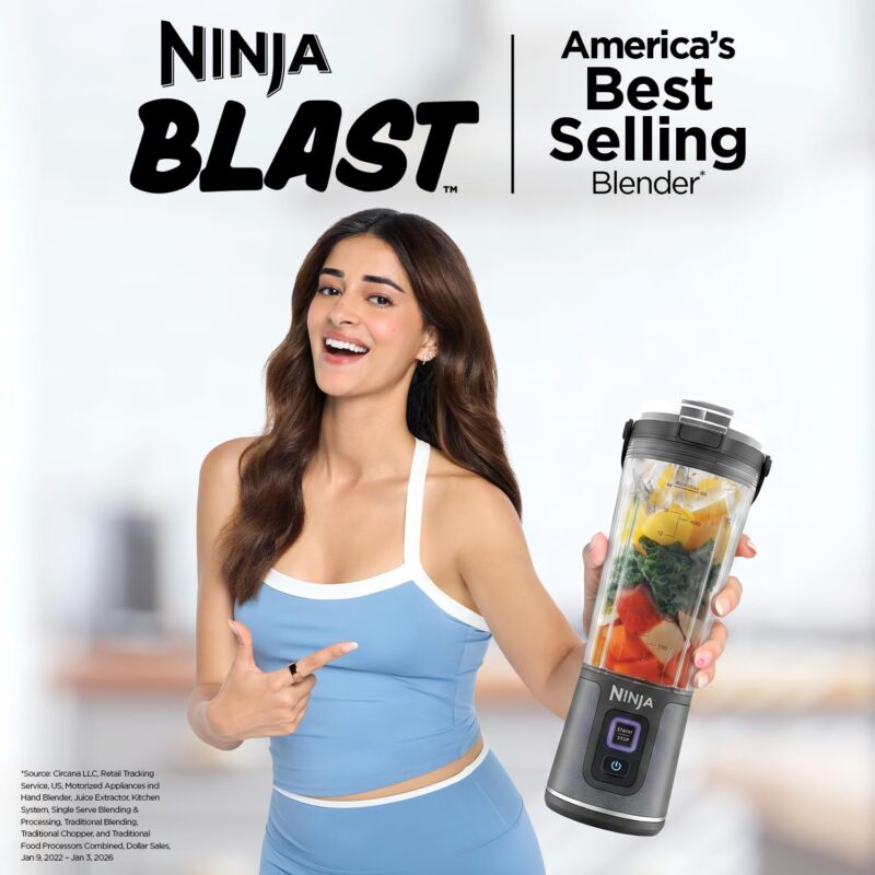 Ninja Blast Portable Cordless Blender (BC151INBK) – 530ml | USB-C Rechargeable | Crushes Ice & Frozen Fruit | BPA Free, Leak-Proof Travel Lid - Image 2