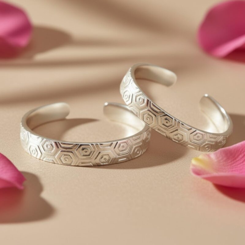 Silver Chest Silver Toe Rings for Women Silver 925 - Elegant And Comfortable 3D Self Design Simple Toe Ring Silver Bands For Girls - Image 6
