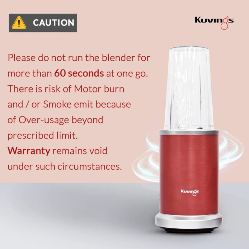 Kuvings New 2025 Nutri Blender PRO 2.0 Ferrari Red, Powerful 1000 W Motor Metal, Upgraded 2 Blade Set for Wet & Dry, 2 Jars, Longest Warranty 7 Yrs, Mixer/Grinder/Smoothie Maker - Image 8