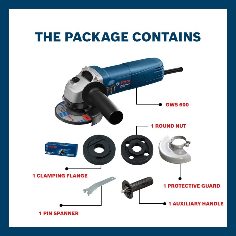 BOSCH Professional GWS 600 Angle Grinder | 670W Power | No-load Speed of 11000 RPM | Versatile Cutting and Grinding Tool | M10 Grinding Spindle Thread | 100 mm Disc | 1 Year Warranty - Image 2