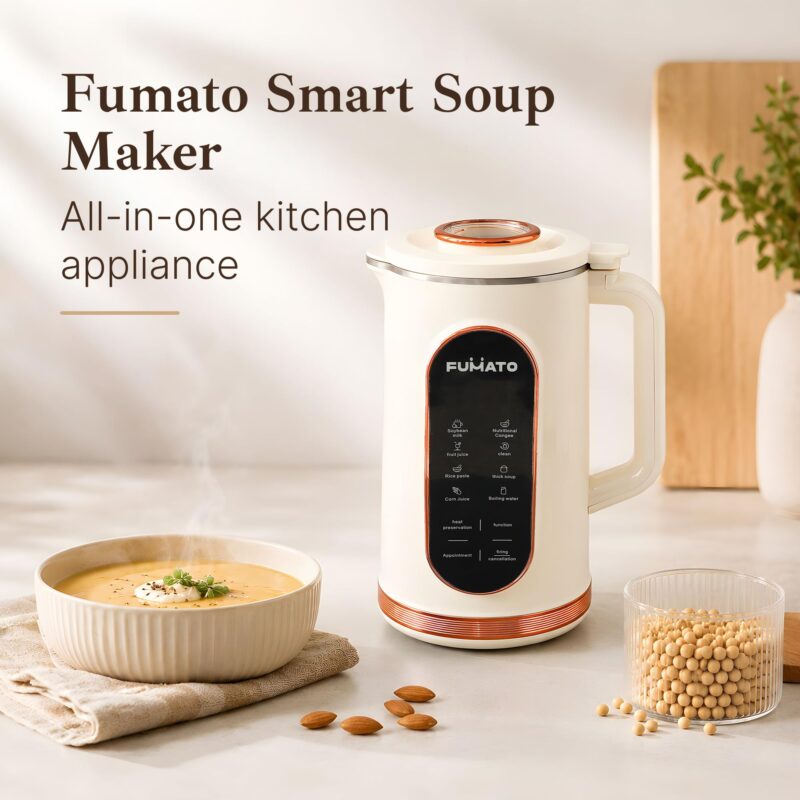 The Better Home Fumato 1.5L 800W Portable Soup Maker | Multipurpose Heating Blender with 8 Presets | 304 Stainless Steel Inner Body & Blades | Auto Shut-Off | 1-Year Warranty - Image 2