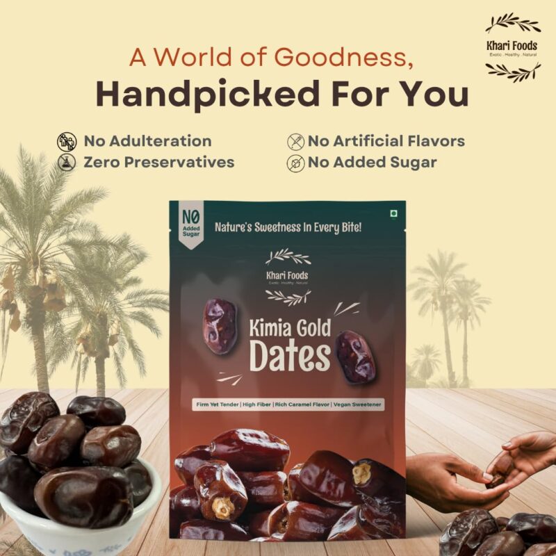 Khari Foods Premium Black Kimia Dates, High Fibre, Soft Khajur/khajoor, Energy Booster, Clean Health Snacks (400g) - Image 5