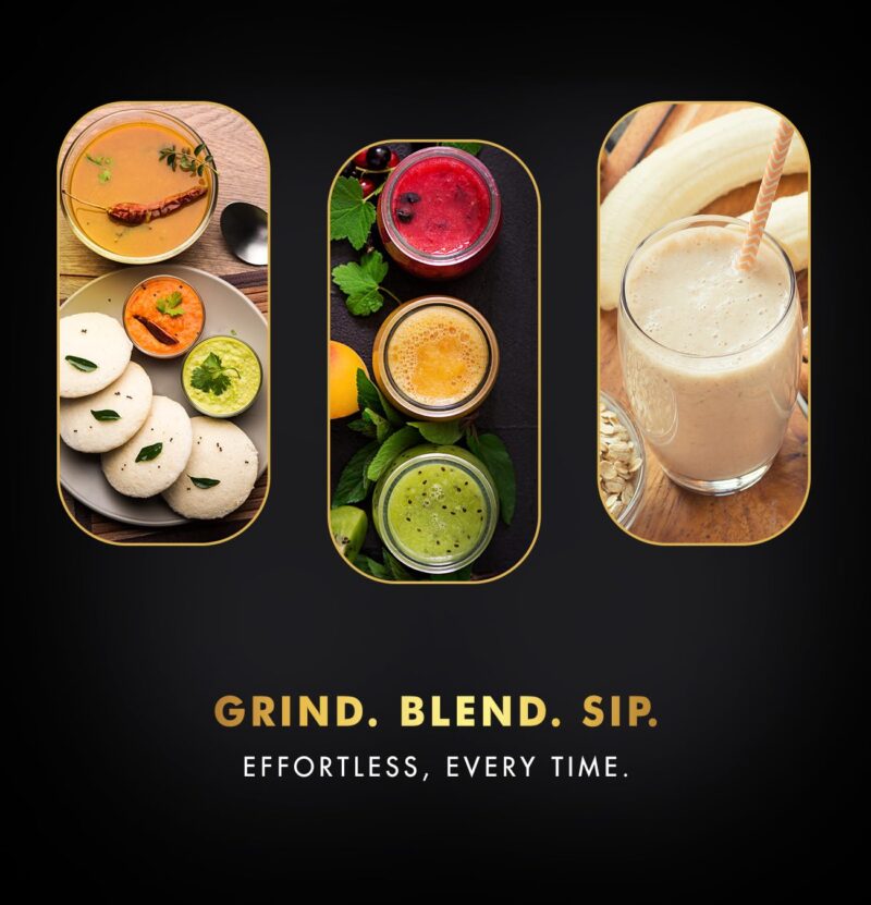 Sujata MG03 Mixer Grinder|1000 Watts Double Ball Bearing Motor Polycarbonate|24000 RPM|Non-Stop 90 Mins|4 Jars including 1750ml Blender with Coconut Milk Extractor, 1500ml, 1000ml, 500ml Jar| (Black) - Image 8