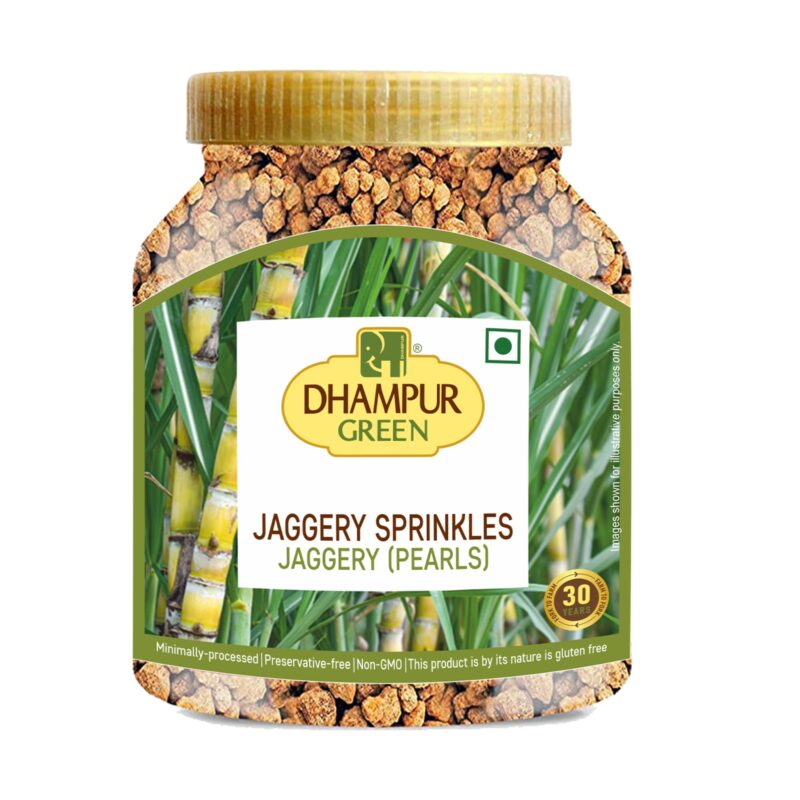 Dhampure Speciality Jaggery Sprinkles, 700G | Chemical Free Jaggery Sprinkles, No Sulphur, No Coloring Agent And Preservatives | Crushed Granular | Nutrient Rich Gud Powder | Hand Crushed Jaggery Pearls