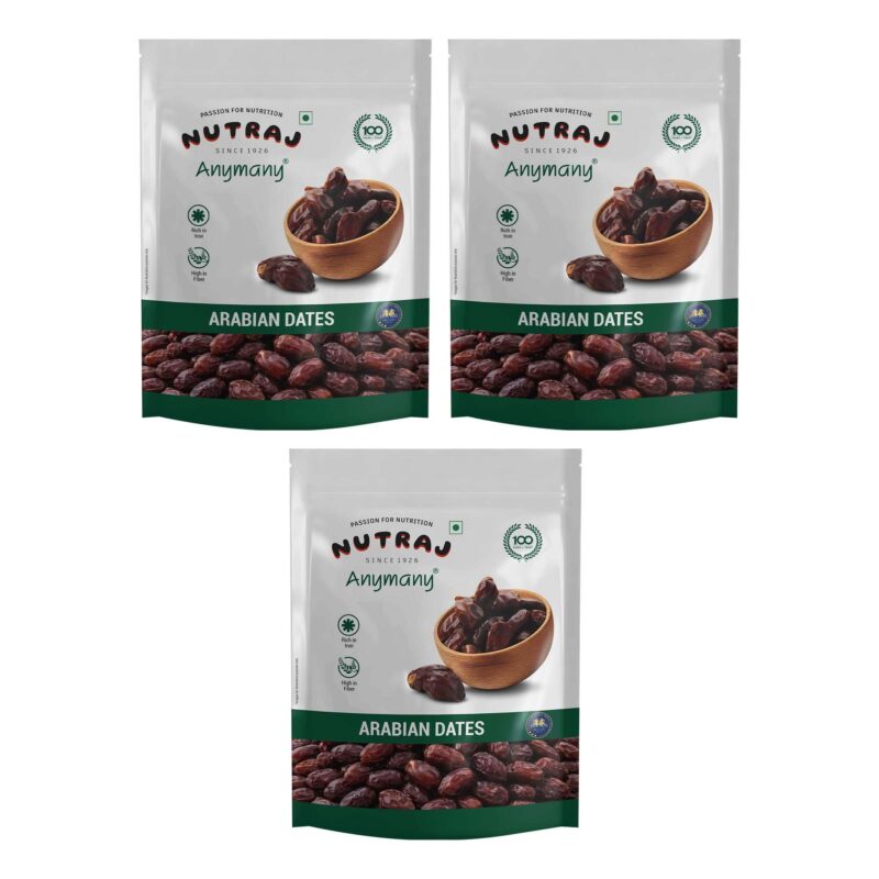 Nutraj UAE Arabian Dates 1.5kg (500g X 3) Pouch | Khajur | Dry Fruits and Nuts | Grocery Items