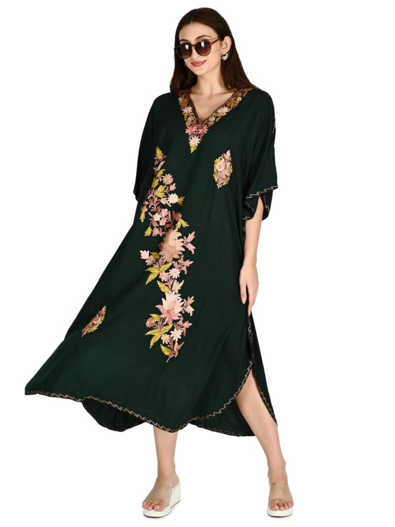 TVAREETAZ Women Kashmiri Rayon Cotton Long Kaftan, Soft Fabric Blend, Free Size, Relaxed Fit (TAZ126) Multicolour - Image 5
