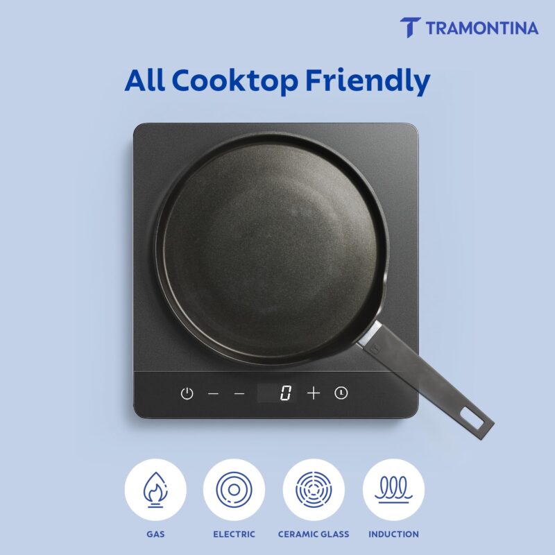 TRAMONTINA Aura Dosa Tawa 30cm | Reinforced Ceramic Non-Stick Cookware | Quick & Even Heating | Low-Oil Cooking | Bakelite Handle | Induction & Gas Compatible | Blueberry - Image 5
