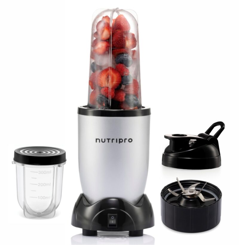 NutriPro Juicer Mixer Grinder Stainless Steel - Smoothie Maker - 500 Watts (2 Jars & 1 Blade, Silver) - 2 Year Warranty