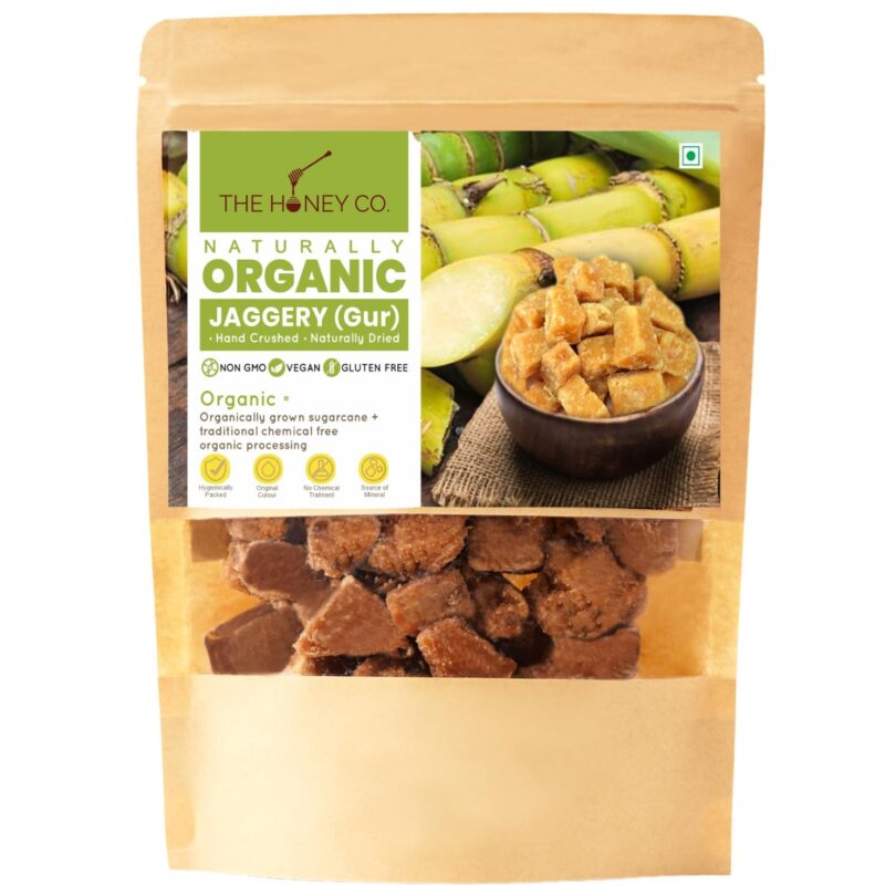 THE HONEY CO. Organic Jaggery (Gur) – 100% Natural Desi Gud | Chemical-Free, Unprocessed Sweetener (400g)