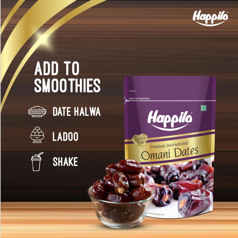 Happilo Premium International Omani Dates 250g | Khajur, Khajoor | Dry Fruits | Healthy Snacks | Dry Dates | No Preservatives - Image 3