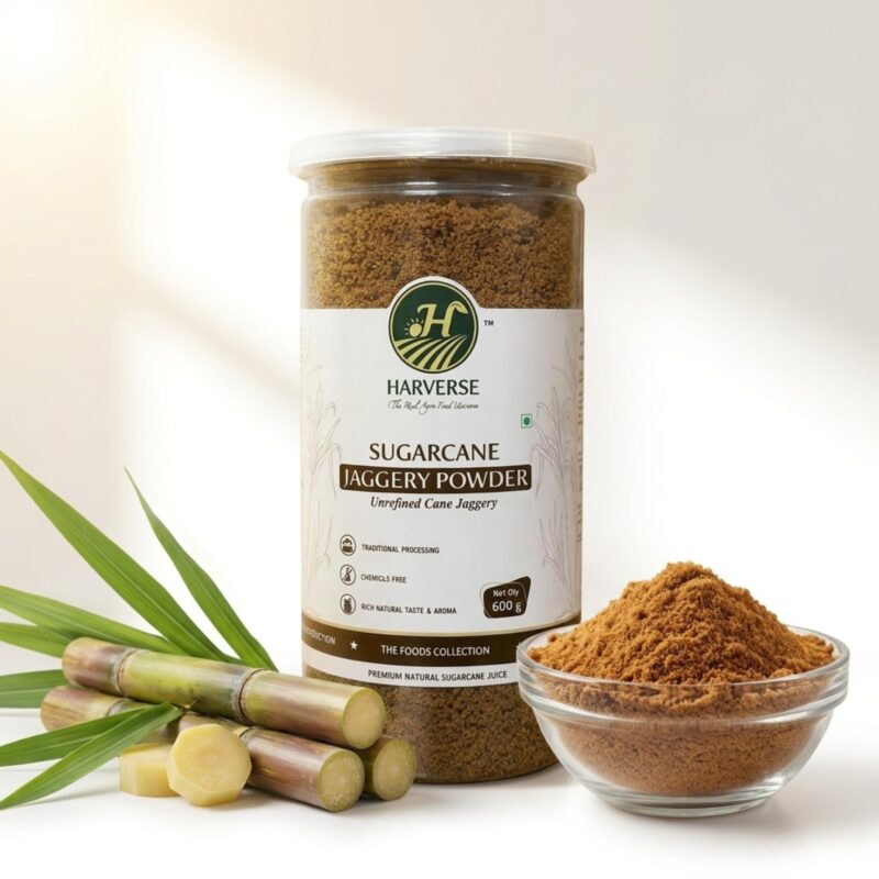 Jaggery Powder 600g – Traditional Sugarcane Gur, Fine Powdered Sweetener for Tea, Coffee, Sweets & Cooking, Natural Sugar Alternative to White Sugar